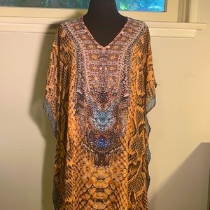 Tulips Gorgeous beaded silky Kaftan snake print